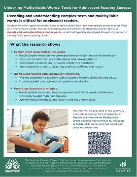 Unlocking Multisyllabic Words: Tools for Adolescent Reading Success